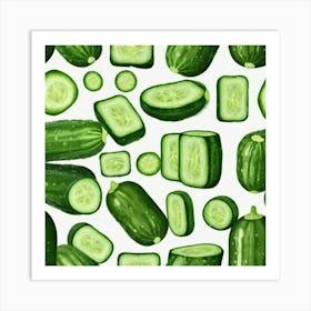 Cucumbers Seamless Pattern 1 Art Print