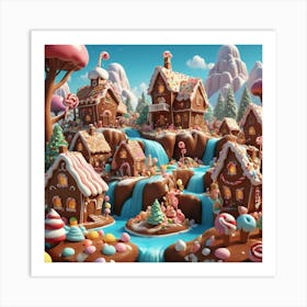 3d Christmas Village Art Print