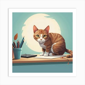 Graphic Design Sneaky Cat Art 2 Art Print