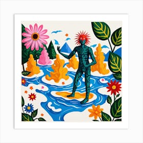 Man walking Over a river Art Print