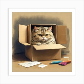 Cat In A Box 16 Art Print