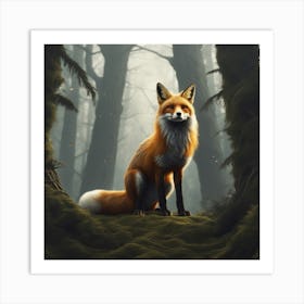 Red Fox In The Forest 64 Art Print