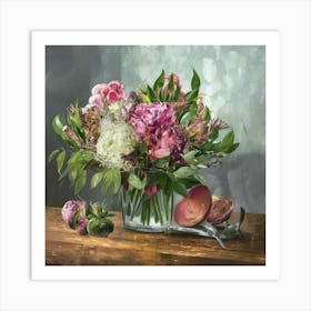 Peonies In A Vase 3 Art Print