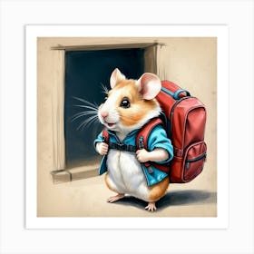 Hamster With Backpack 15 Art Print