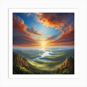 Sunset Over The Mountains 3 Art Print