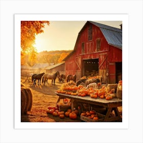 Autumn Farm Festival Capturing The Essence Of Rustic Charm Freshly Harvested Produce Spread Across (1) Art Print