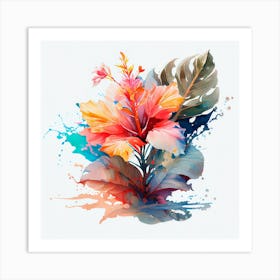 Watercolor Of Hibiscus Flower Art Print