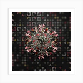 Vintage Lily of the Incas Flower Wreath on Dot Bokeh Pattern n.0702 Art Print