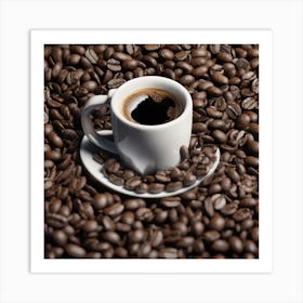 Coffee Cup On Coffee Beans 13 Art Print