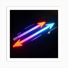 Abstract Navigation Arrows Glowing Neon Colors Against A Dark Gradient Background Suggested Moveme Art Print