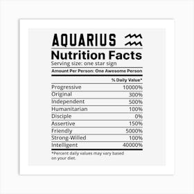 Aquarius Nutrition Facts Art Print