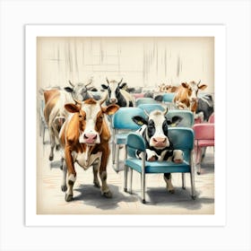 Cows In A Room Art Print