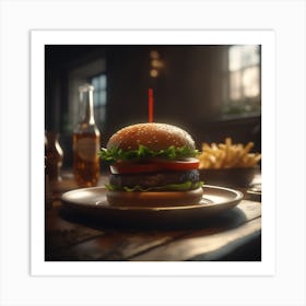 Hamburger On A Plate 128 Art Print