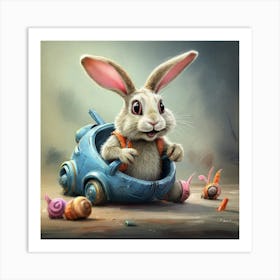 Rabbit In A Car Art Print