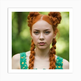 Red Haired Girl , "Whimsical Wall Art: Pippi Longstocking's Eccentric Hairstyle Inspires a Playful Masterpiece" Art Print