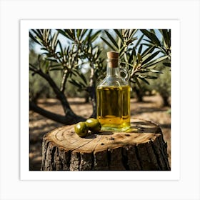 Olive Oil Bottle And Olives Art Print