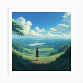 Figure And Clouds 1 Art Print