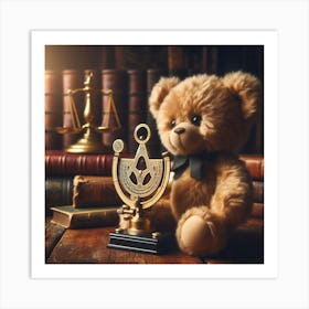 Teddy Bear And Books Art Print