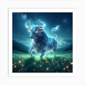 Bull In The Night Sky 8 Art Print