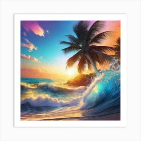 Sunset Ocean Wave Art Print