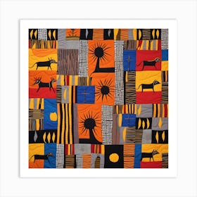 African Quilting Inspired Folk Art, 1226 Art Print