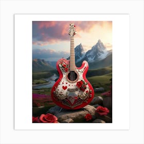 Heartstrings Monarchy: Queen of Hearts Guitar Elegance (25) Art Print