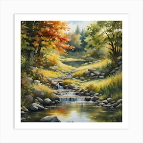 Stream In The Woods 3 Art Print