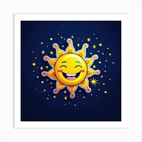 Lovely smiling sun on a blue gradient background 56 Art Print