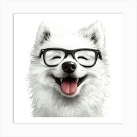 Samoyed Dog With Glasses Art Print