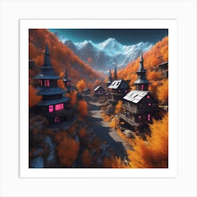 Autumn Village 45 Art Print