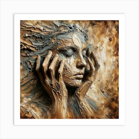 Earthy Textured Woman Abstract Wall Art Art Print