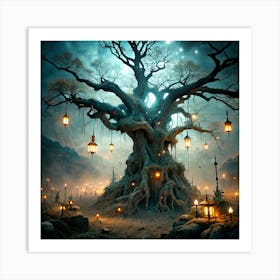 Ancient Tree With Lanterns 8 Art Print