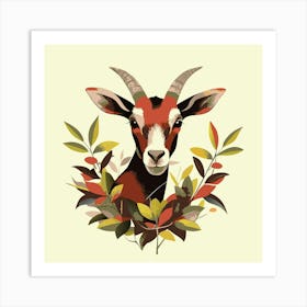 Goat Hiding In The Bushes Art Print