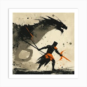 Dragon And The Knight Art Print