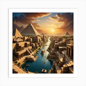 Egyptian City At Sunset Art Print