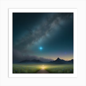 Landscape With Milky Way Art Print