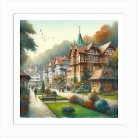 Village In The Woods Art Print