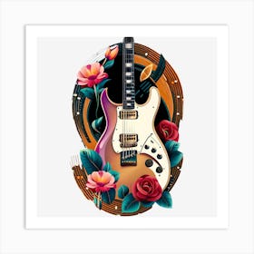 Electric Guitar With Roses 6 Art Print