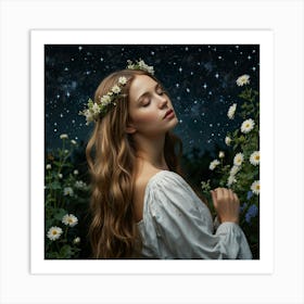 Beautiful Young Woman In The Meadow Art Print