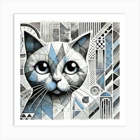 Crescent Whisker City Cat Art Print