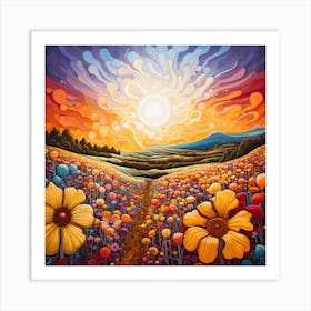 Sunset In The Meadow 3 Art Print