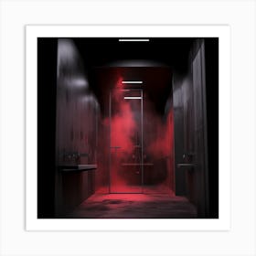 Red Smoke In A Bathroom Art Print