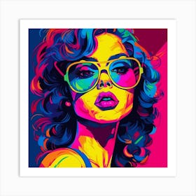 Woman In Colorful Glasses Art Print