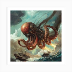 Octopus Attack Art Print