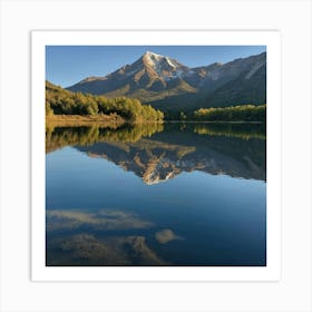 reflection of a mountain range in a still lake Art Print