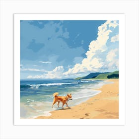 Dog On The Beach Art Print