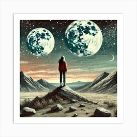 Two Moons.AI Art Print