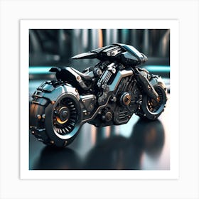Futuristic Black Motorcycle Art Print