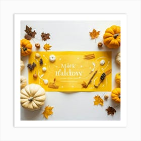 An Overhead Photograph Of A Hand Made Yellow Banner Design Celebrating The Transition Into The Fall Art Print