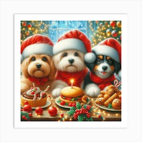 Christmas Dogs 3 Art Print